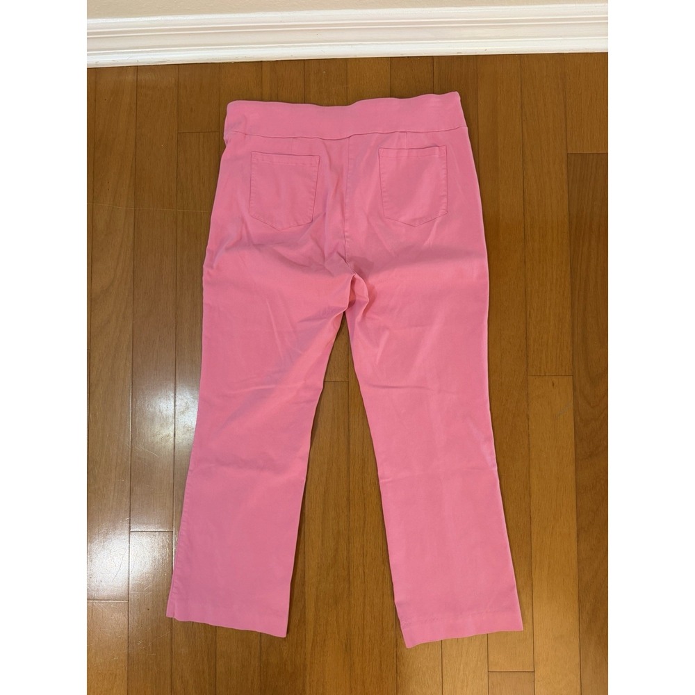 J. McLaughlin Women's Pink Pull-On Stretch Pants Size 14 Cropped Kick Flare - Picture 9 of 10